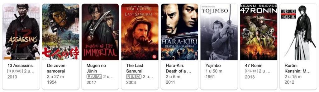 Liste mit bekannten Samurai-Filmen