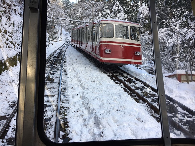 Japanischer Zug im Schnee