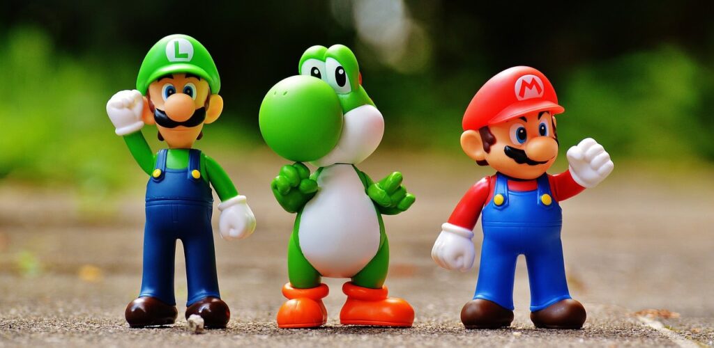 Super Mario, Luigi und Yoshi Spielfiguren aus dem Nintendo-Universum als Merchandise-Artikel